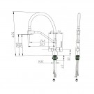 Eco Queen 3-veis kjøkkenkran - Mål, teknisk tegning thumbnail