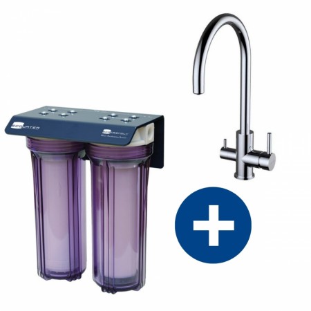KOMPLETT pakke m/ Eco Friendly vannfilter, Eco Ares 3-veis kjøkkenkran, slanger og koblinger (POU)