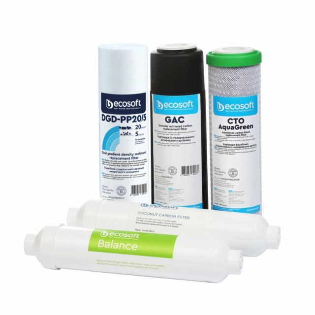 Ecosoft Pure Balance RO refill filtersett, 6mnd. 5 filter pakke