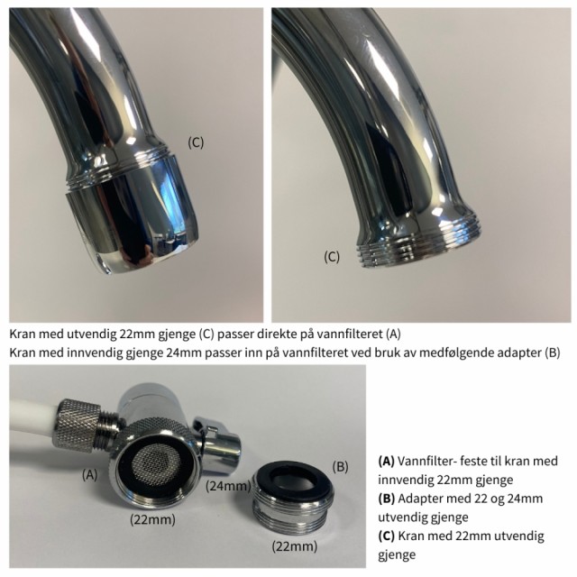 Eco Counter drikkevannsfilter montering til kran