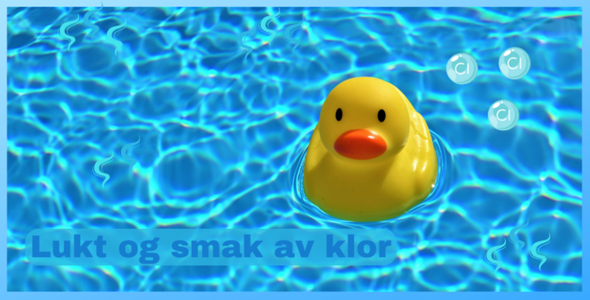 Vannet lukter badebasseng og smaker av klor!