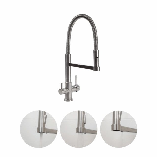 Altea treveis kran. Ulik åpning for filtrert vann og forbruksvann