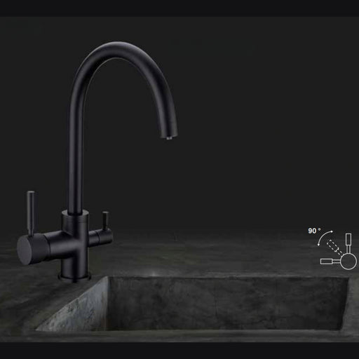 Eco Esla sort treveiskran montert på kjøkkenbenk